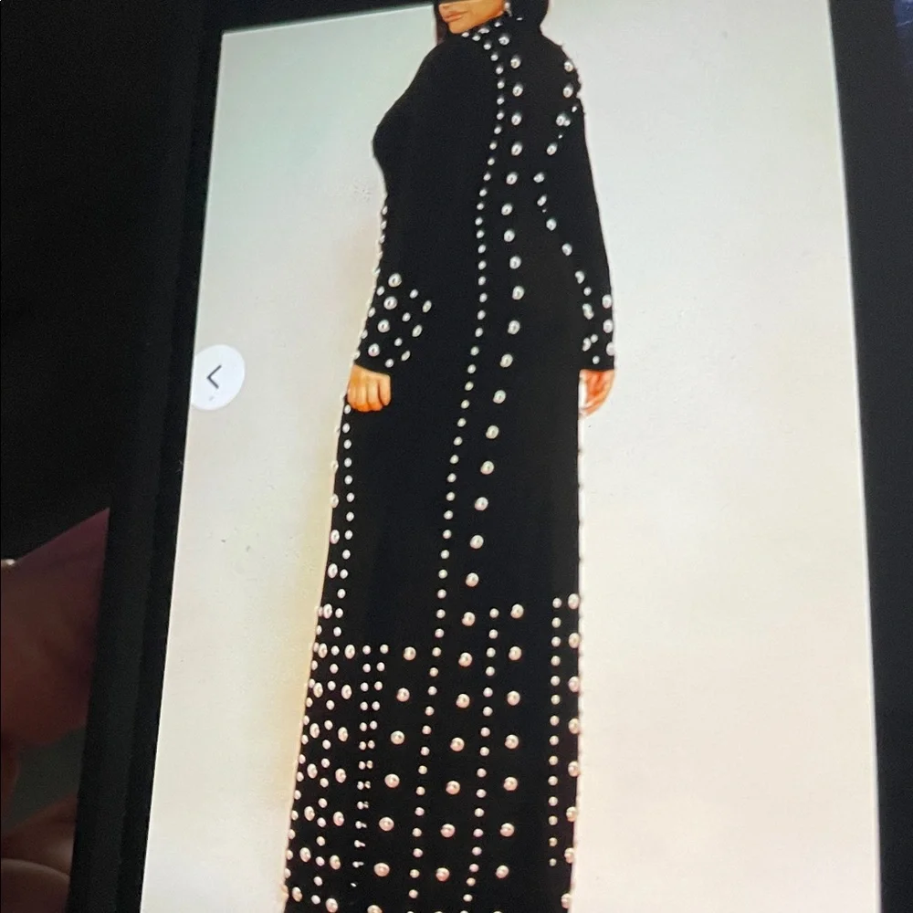 Fashion Nova Black Maxi Dress with GOLD STUD Accents - Picture 5 of 13